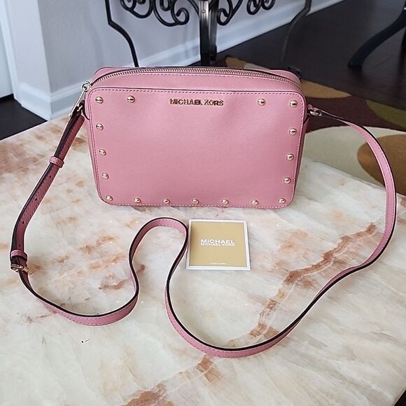 Michael Kors Sandrine Studded Saffiano Leather Crossbody Bag